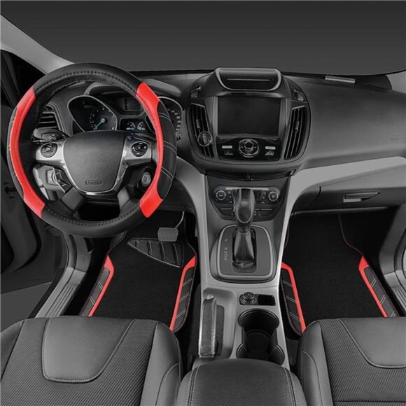 Leather Steering Wheel Cover and Waterproof Car Floor Mats,Microfiber Universal - Picture 3 of 7